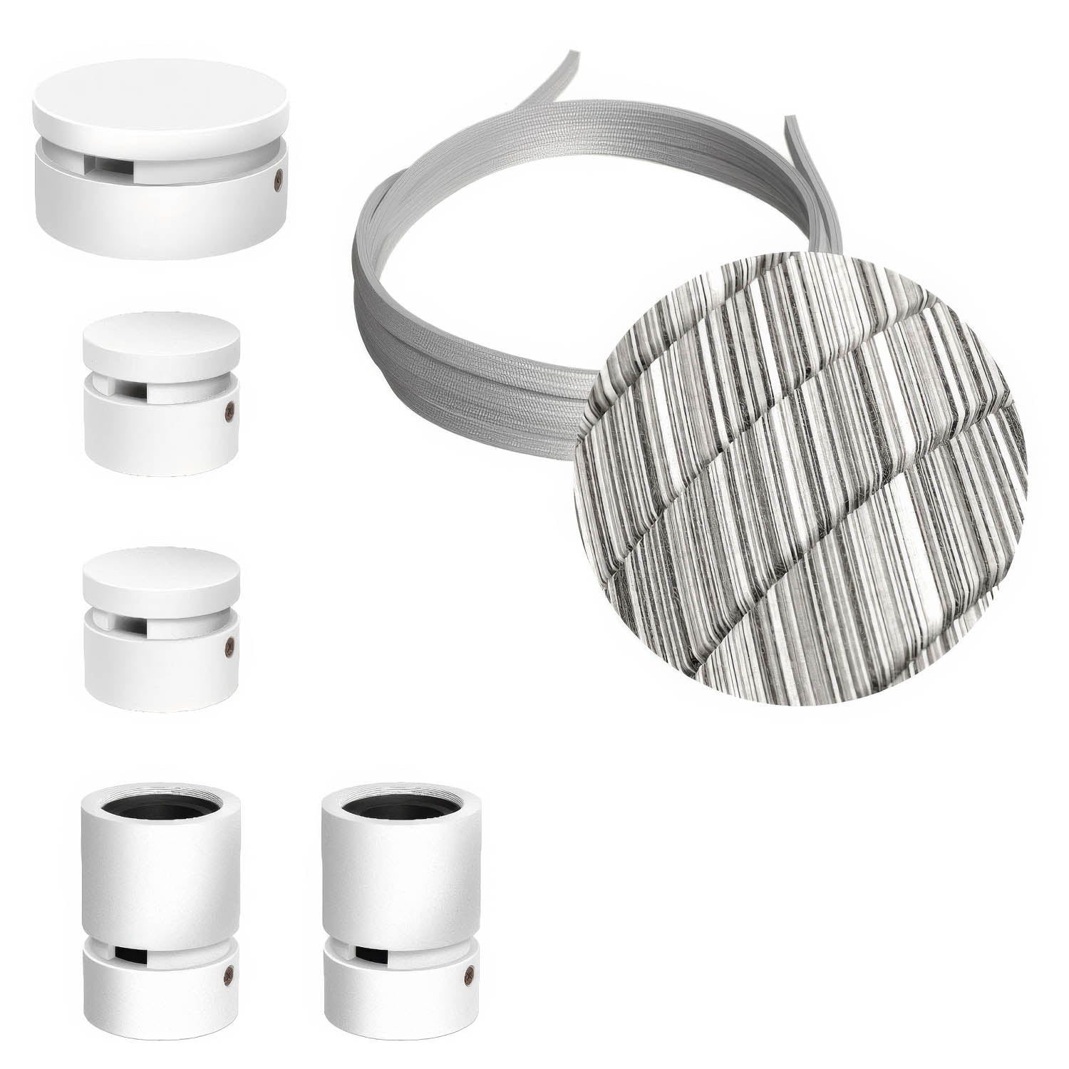Sistema Filé Wiggle Kit - con cavo ECC37 di 3 m per catenaria e 5 componenti in legno verniciato bianco per interni - Creative Cables