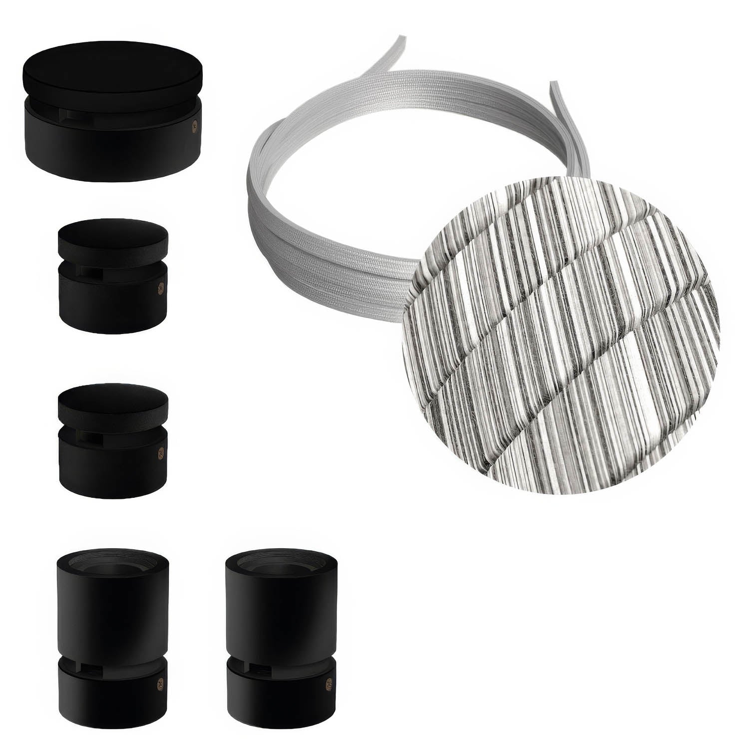 Sistema Filé Wiggle Kit - con cavo ECC37 di 3 m per catenaria e 5 componenti in legno verniciato nero per interni - Creative Cables