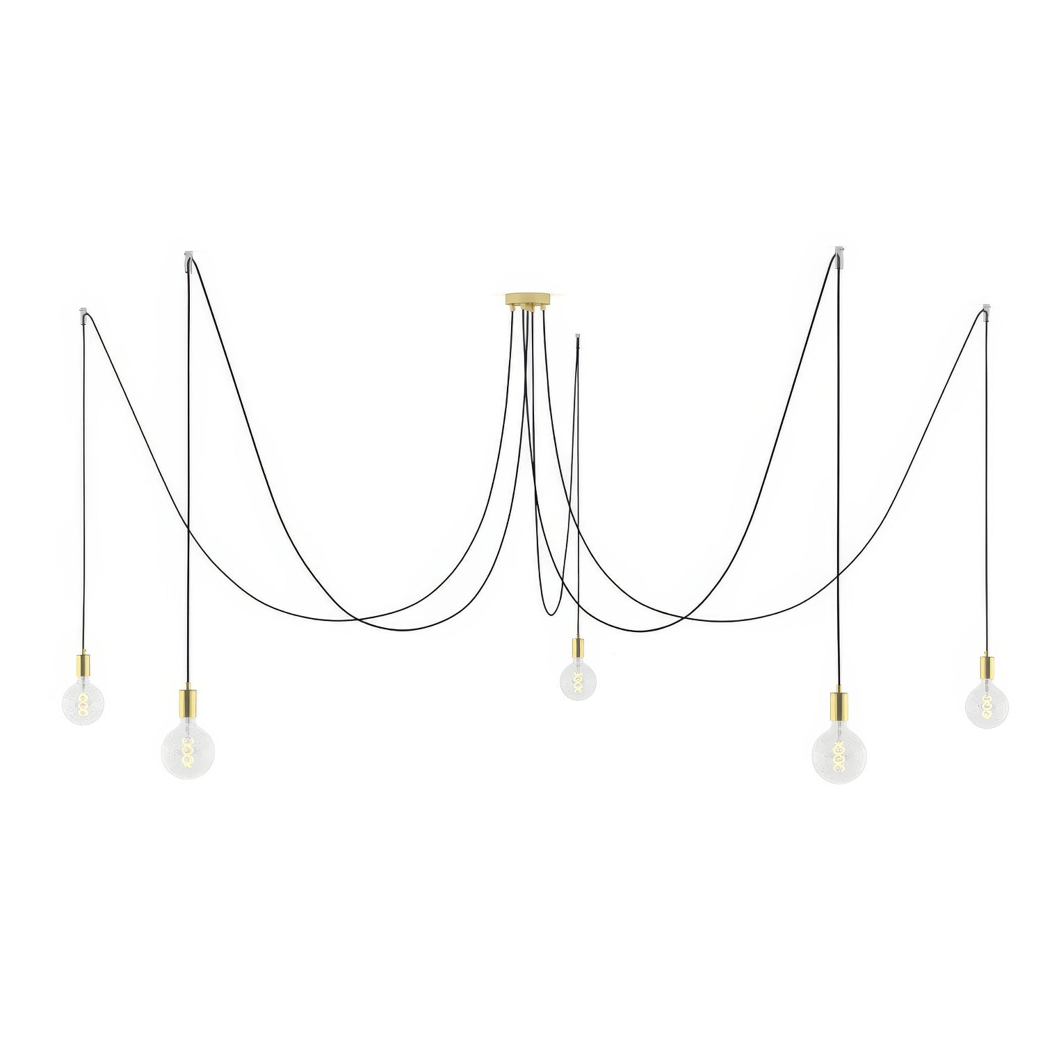 Spider - Lampada a sospensione multipla a 5 cadute con finiture in metallo - Ottone