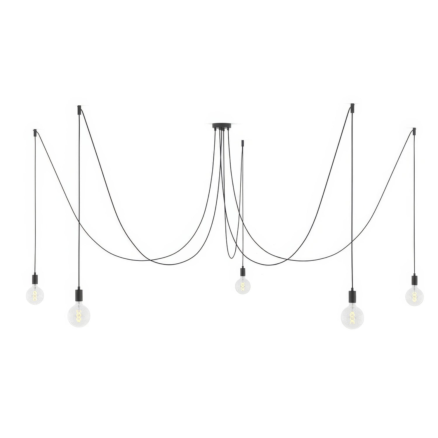 Spider - Multiple pendant lamp with 5 drops, metal finish - Black