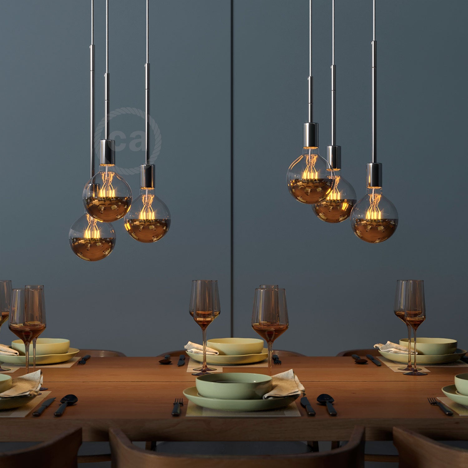 Tubo di estensione in metallo per lampade a sospensione o da tavolo - Cromo